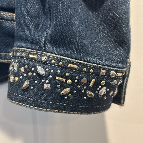 WHBM Embellished Denim Jacket, Size 2 - Picture 5 of 14